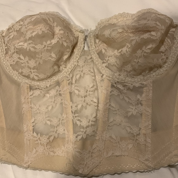 Beige lace vintage corset bustier 34C Strouse Adler Company - Picture 2 of 8